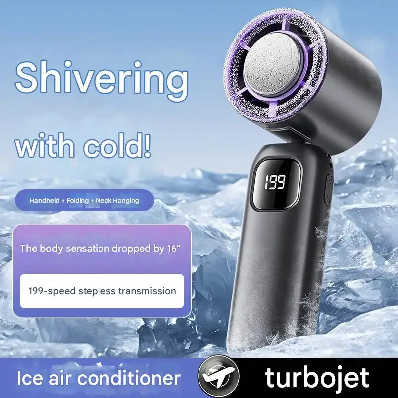 Portable Rechargeable Turbo Fan – Handheld & Desktop, Camping & Office Use