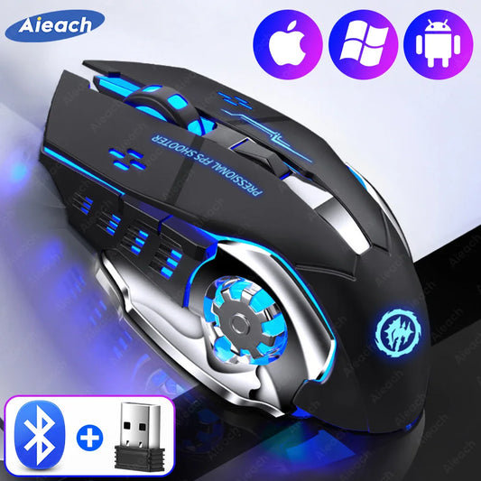 AIEACH Bluetooth Wireless Gaming Mouse – Rechargeable, RGB Backlight, E-Sports Style for PC