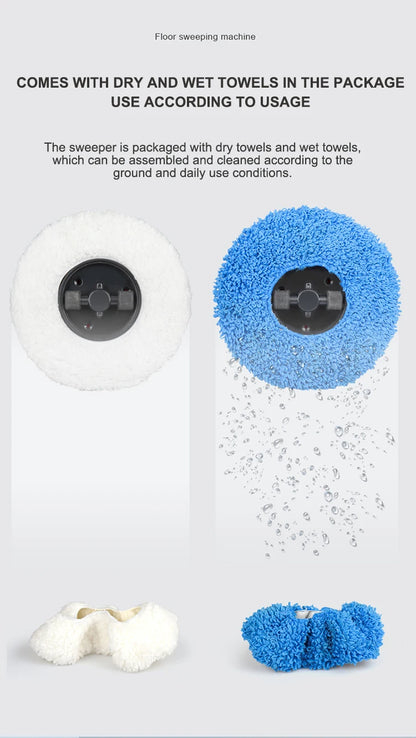 R.E.D. Shopping smart sweeping and mop robot with humidifying spray cleaning a hardwood floor in a modern living room