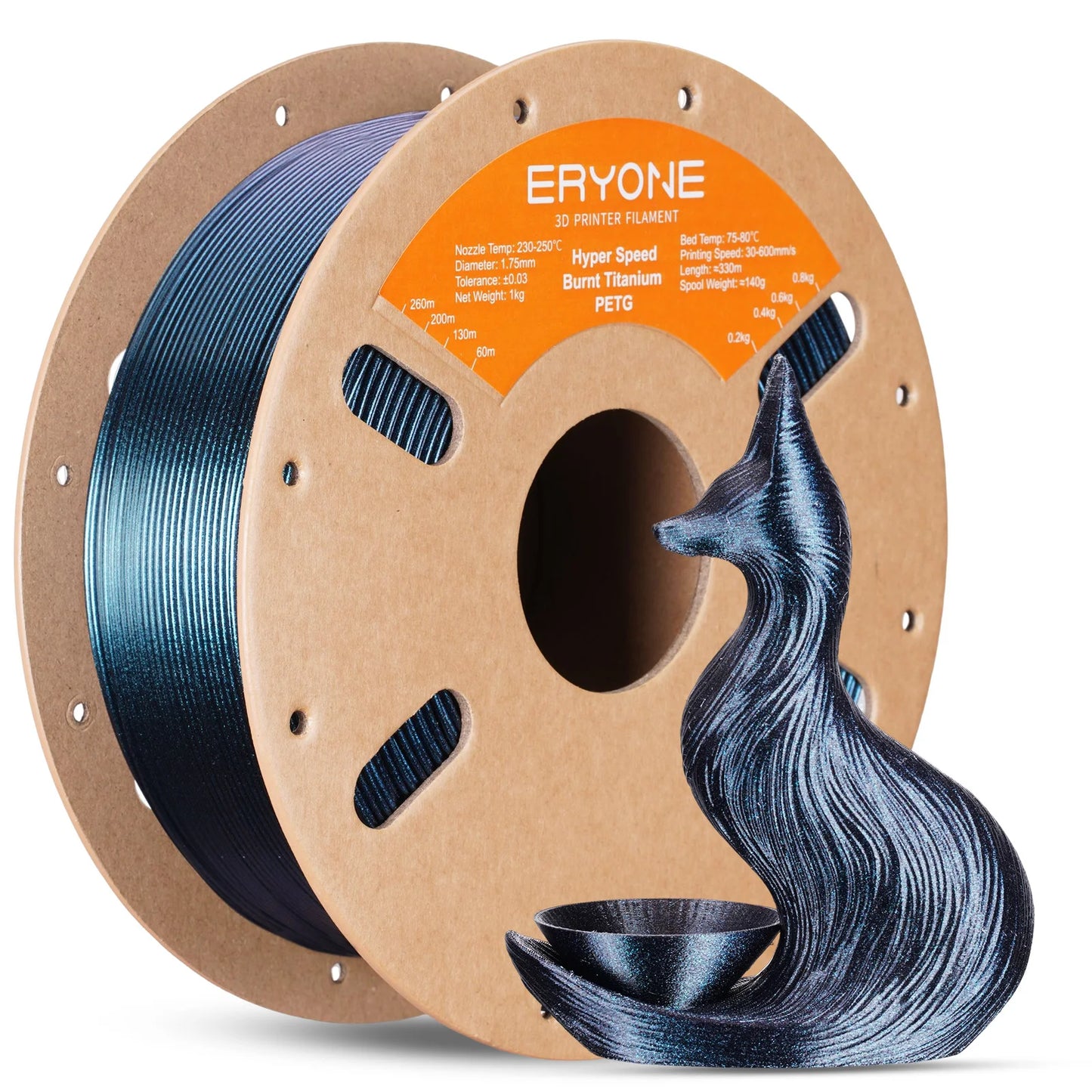 R.E.D. Shopping ERYONE PETG Hyper Speed 3D printing filament in Burning Titanium color, 1.75mm diameter, spool of 3D printer filament.