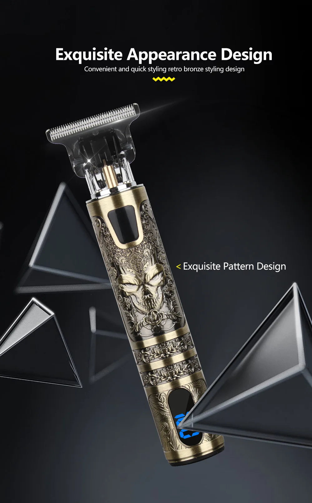 R.E.D. Shopping T9 LCD electric hair clipper with oil head for men, featuring precision trimming and adjustable blades.