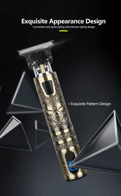 R.E.D. Shopping T9 LCD electric hair clipper with oil head for men, featuring precision trimming and adjustable blades.