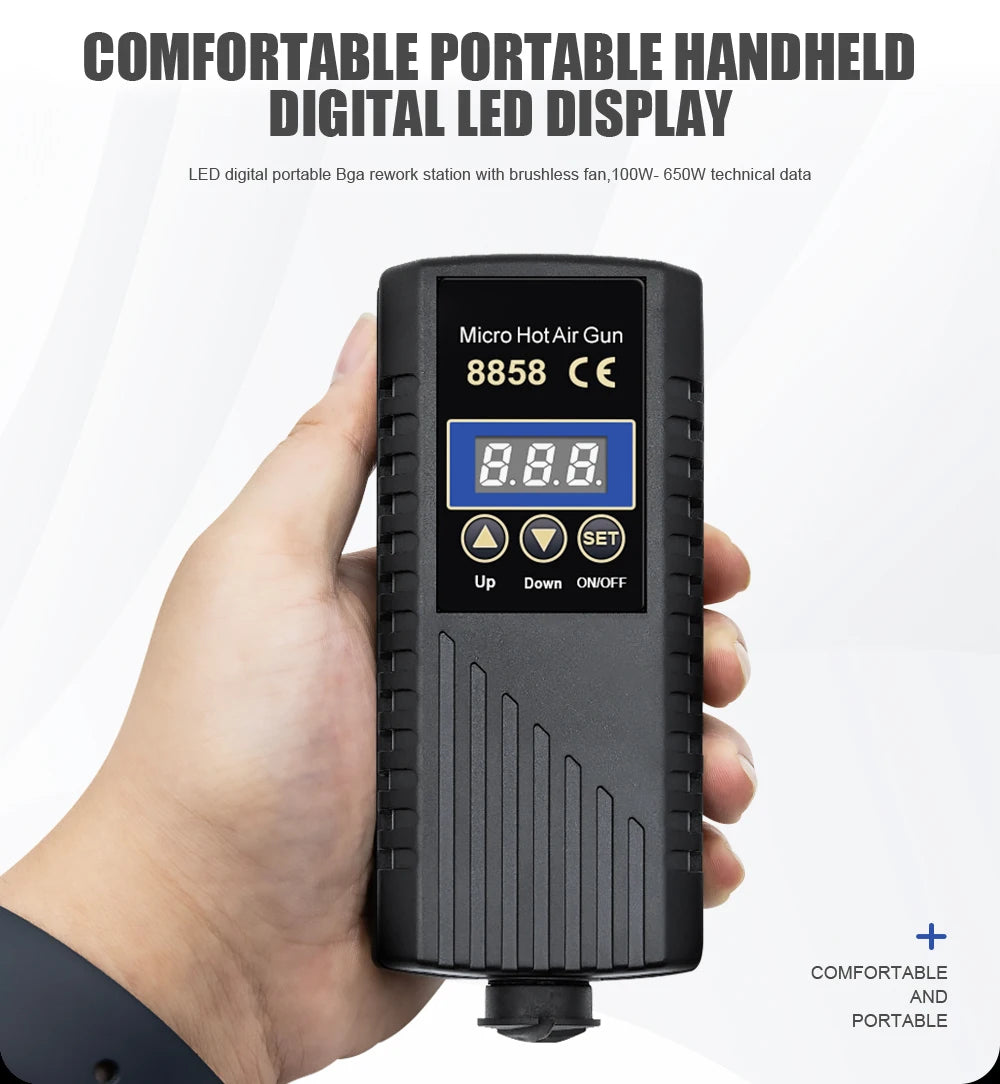 JCD 8858 750W Hot Air Rework Station – LCD Digital Soldering Hair Dryer