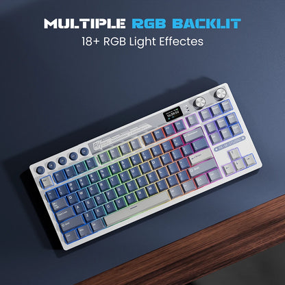 RK Royal Kludge M87 Wireless Mechanical Keyboard – 87 Key, Hot-Swap, BT/2.4G/USB-C, TFT Screen
