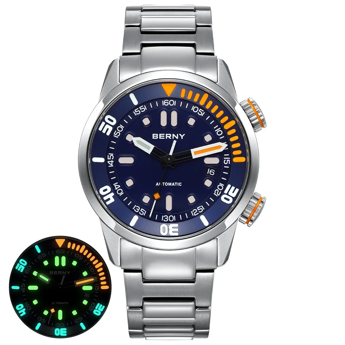 BERNY Automatic Dive Watch – Sapphire Crystal, 200M Water Resistant, NH35 Movement