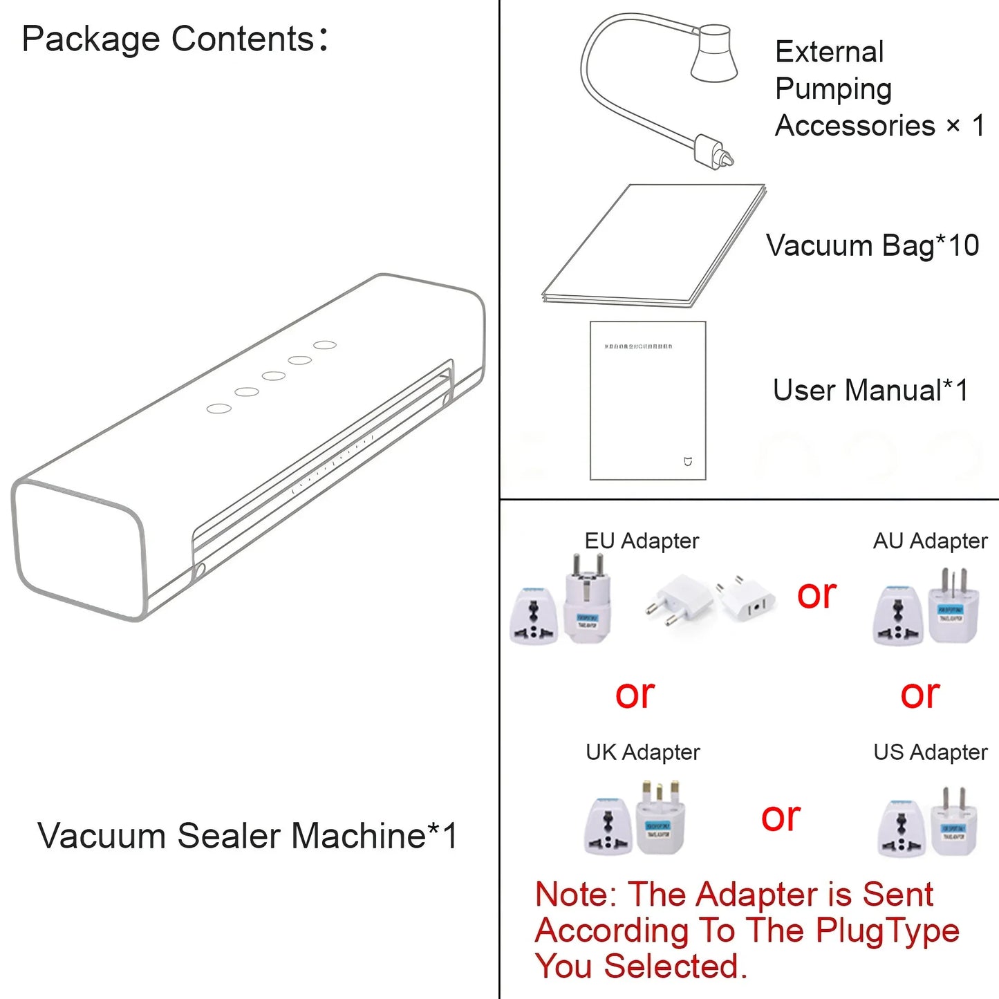 MIJIA Vacuum Sealer Machine | 70kPa Suction | Dry & Moist Modes | 10 Vacuum Bags | External Vacuum | CN Version