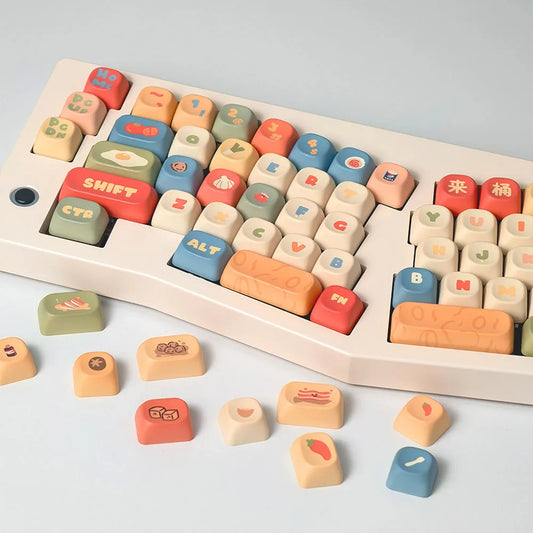 Instant Noodle MOA Profile PBT Keycaps – Cute Cartoon Thermal Sublimation, 5-Sided Dye