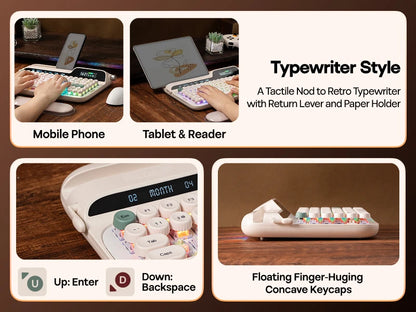 EPOMAKER Glyph 75% Mechanical Keyboard | Retro Typewriter | TFT Screen | Rotary Knob | Wired / 2.4GHz / BT
