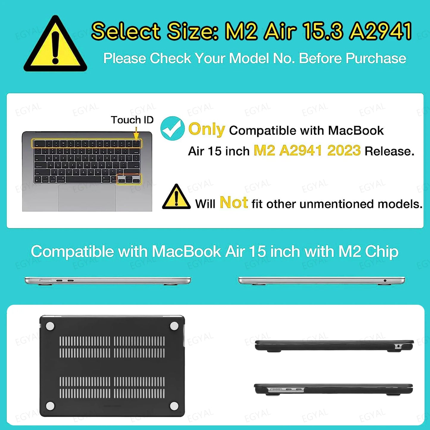 MacBook Laptop Case 2025 M4 – Air 13/15, Pro 13/14, M1-M5
