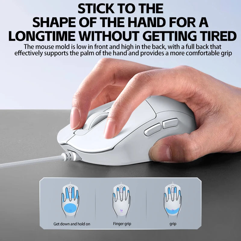OBAME Cute Wired Gaming Mouse – Anti-Slip Sticker, 6-Key, RGB Backlight, for PC & Laptop