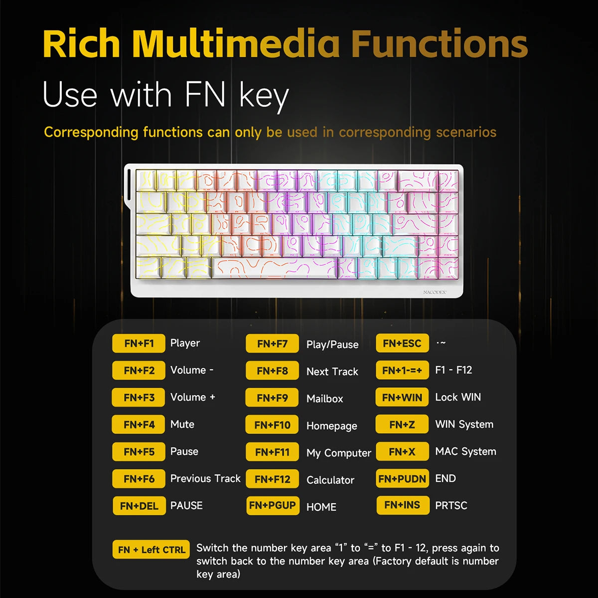 AJAZZ NK68 V2 Gaming Mechanical Keyboard | Hot-Swap | RGB Backlight | 68 Keys | Red Switch | USB