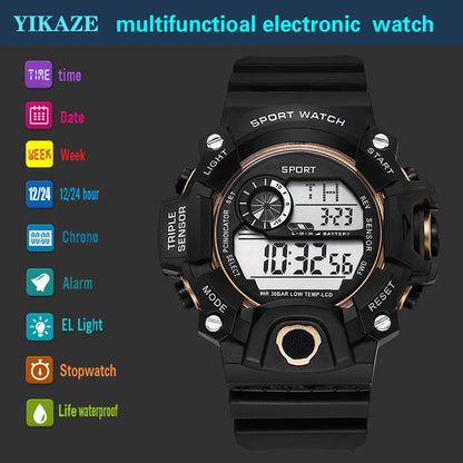 Men's R.E.D. Sports Electronic Wristwatch with large dial, luminous display, waterproof design, and alarm functionality.