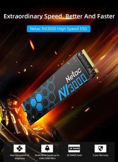 Netac NVMe M.2 SSD – 250GB to 2TB, PCIe 3.0x4, 2280 for Laptop & Desktop