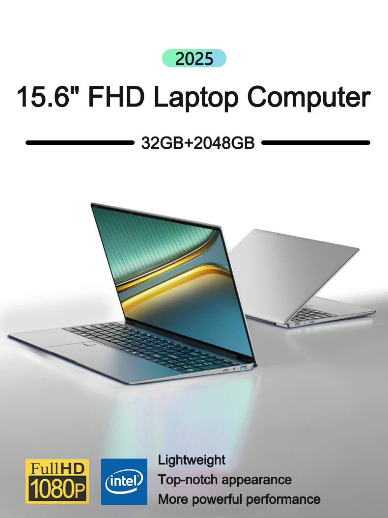 15.6" Portable Laptop – Intel 6500Y, 32GB RAM, Up to 2TB SSD, Backlit, Fingerprint