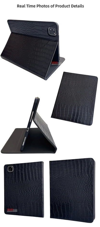 Premium Crocodile Leather iPad Case with Card Slot – 9.7" to 11" | Air, Mini, Pro