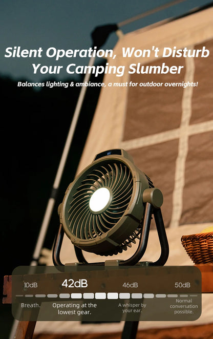 Portable 6-in-1 Outdoor Camping Fan 10000mAh – Wireless with Remote & LED Light