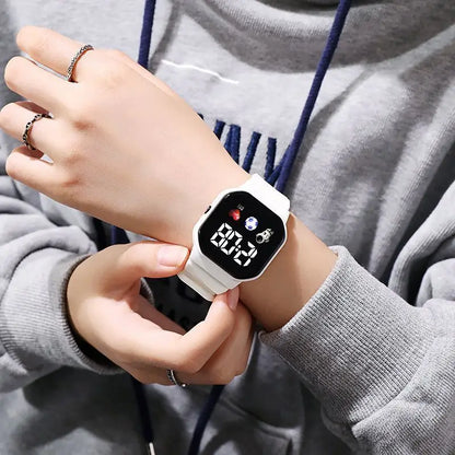 Kids LED digital sports watch with football design, silicone strap for boys and girls, by R.E.D. Shopping