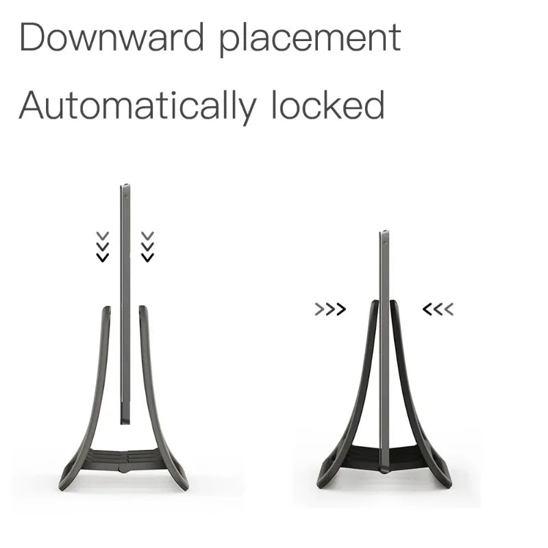 Vertical Laptop & iPad Stand – Gravity-Based, Multi-Device Desktop Holder, ABS Plastic