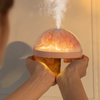 USB Rechargeable Air Humidifier 270ml — 800mAh Battery, Colour LED Light, Mist Maker, Flower Design