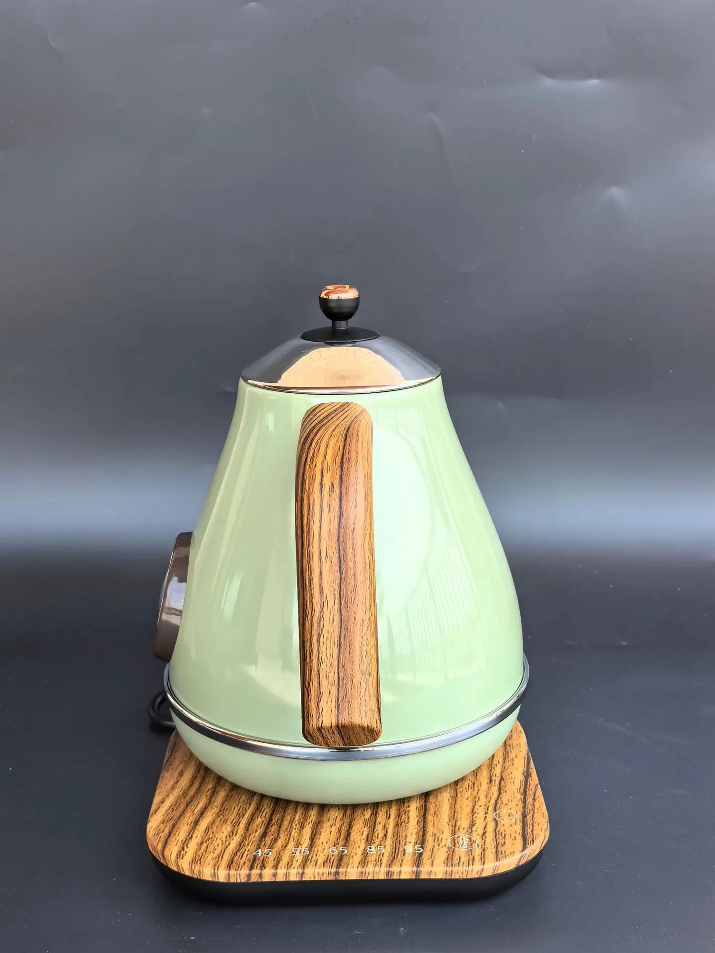 Vintage Wooden Grain Electric Kettle – 1.7L, 304 Stainless Steel, Temperature Control, 220V