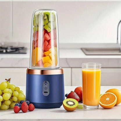 Portable Dual Cup Juicer Blender – USB Rechargeable Mini Smoothie Maker with Travel Lid