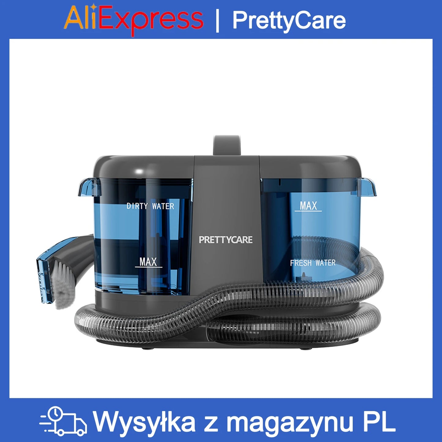 PrettyCare PC808 Cordless Carpet & Spot Vacuum Cleaner – 1.4m Hose, Wet Sprayer for Sofa & Car
