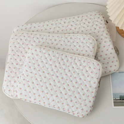 Coquette Floral Laptop Sleeve – 11"/13"/15", Cotton Liner, Carrying Case for Office