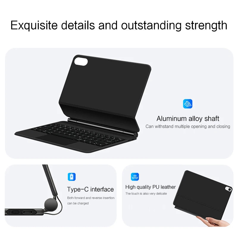 Magic Keyboard for iPad 11th Gen (A16) 2025 | Smart Case | Multi-Language | Black & White | 7 Languages