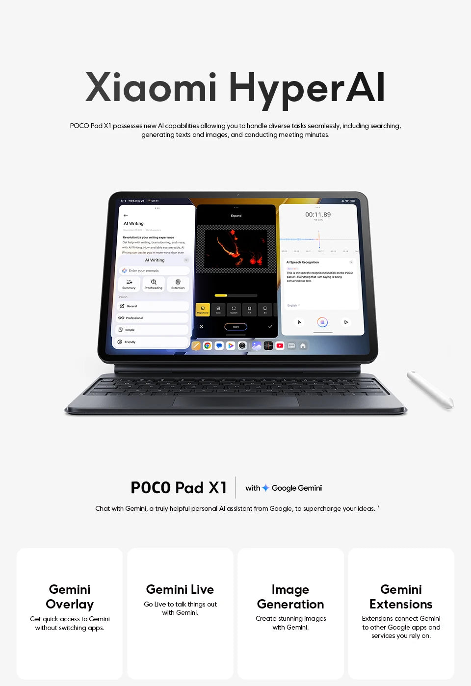 POCO Pad X1 Global – 11.2" 3.2K 144Hz, Snapdragon 7+ Gen 3, 8GB+512GB, 8850mAh, 45W