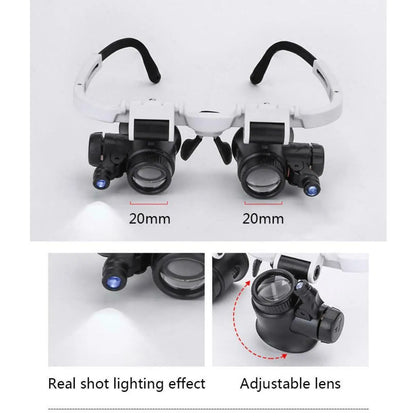 8X 15X 23X Adjustable Dual Lens Jeweler Loupe – Crystal Acrylic Eye Magnifier