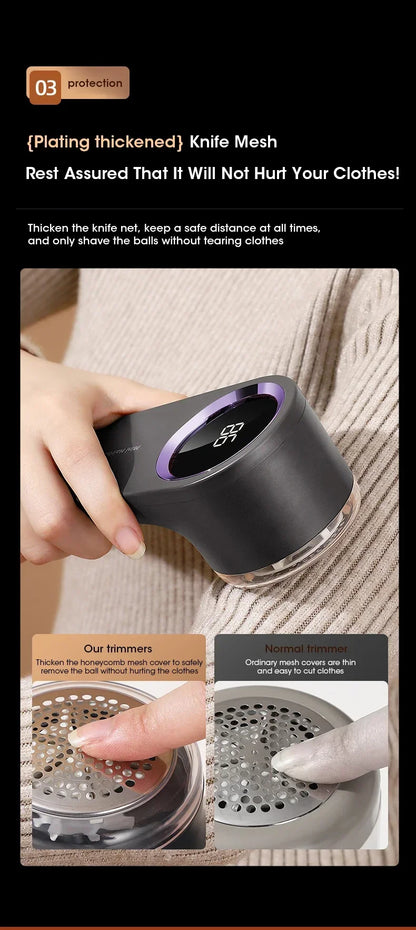 LED Digital Electric Lint Remover – USB Rechargeable Fabric Shaver & Fluff Remover