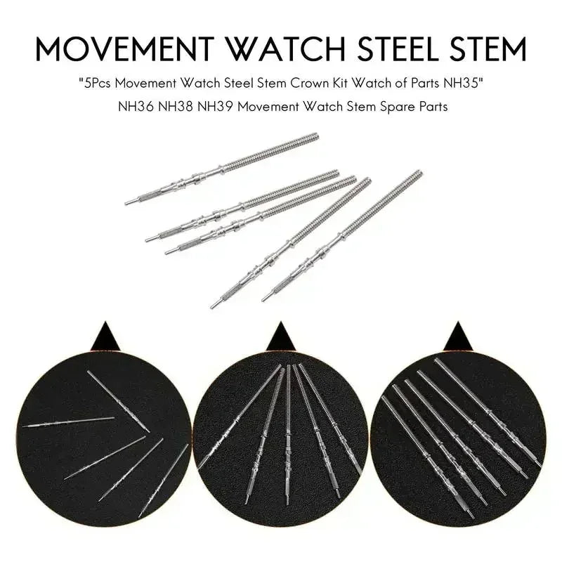 Stainless Steel Watch Crown Stem for NH35 / NH36 / NH38 / NH39 Automatic Movements