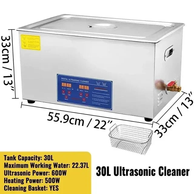 Ultrasonic Cleaner 1.3L–30L 40kHz 220V EU Plug – Portable Ultrasound Bath Washer