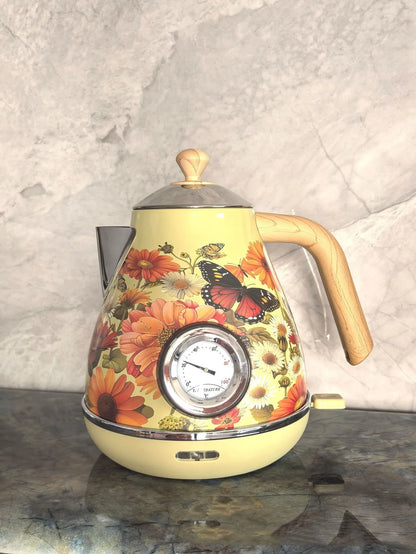 Dobleuno Retro Electric Kettle 1.7L – Thermometer, Auto Shut-Off, 304 Steel