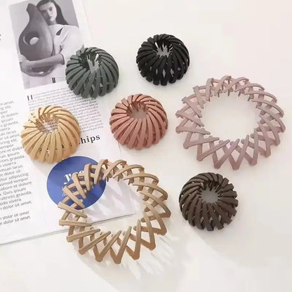 Korean style hair claw clip by R.E.D. Shopping, used as a barrette or ponytail buckle, shown in natural hair styling.