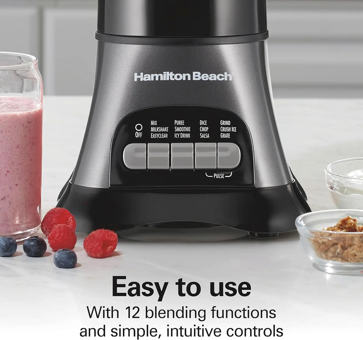 700W Blender & Food Processor Combo – 40oz Glass Jar, Travel Cup, 3-Cup Food Chopper | Gray/Black