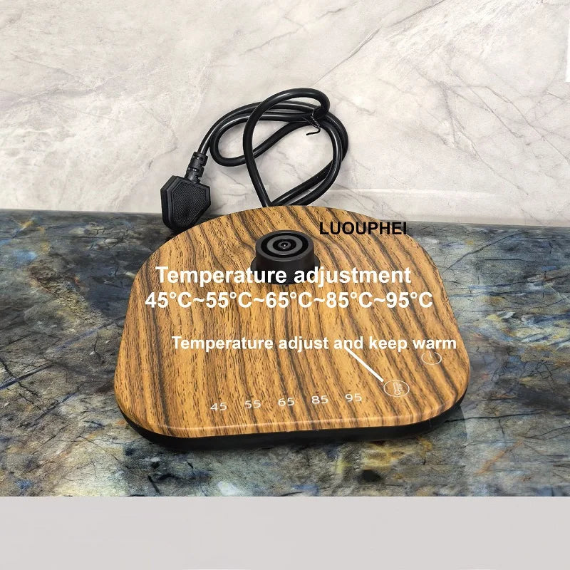 Vintage Wooden Grain Electric Kettle – 1.7L, 304 Stainless Steel, Temperature Control, 220V