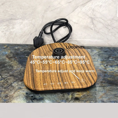 Vintage Wooden Grain Electric Kettle – 1.7L, 304 Stainless Steel, Temperature Control, 220V