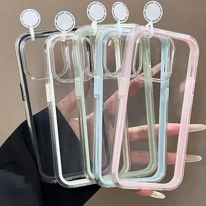 Luxury Candy Color Clear Phone Case | Shockproof Acrylic Bumper for iPhone 17/16/15/14/13/12/11 Pro Max