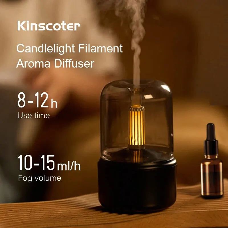 KINSCOTER USB Aroma Diffuser – Portable Air Humidifier, Essential Oil Night Light, Cold Mist Maker for Bedroom & Gift