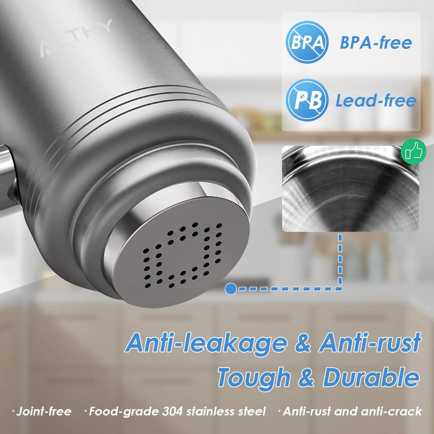 ALTHY Stainless Steel Faucet Water Filter – NSF Certified, Reduces Lead, Chlorine & Bad Taste