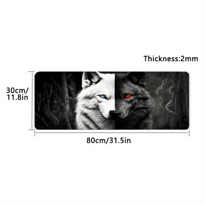 Large Gaming Mouse Pad Black and White Wolf King Design Non-Slip Base Heavy Duty for Desktop Laptop desk pad office accessories