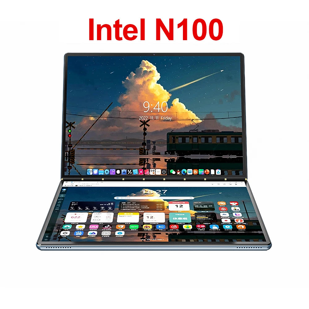 Topton Dual Screen Laptop 10.95" — Intel i3-1215U / N100, IPS Touch, WiFi 6, Windows 11