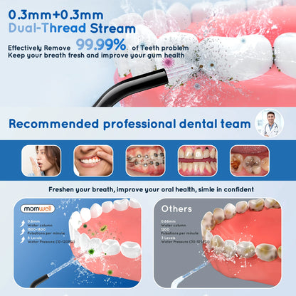 Mornwell D52 Portable Water Flosser + X3 Electric Toothbrush Combo – 4 Modes, 300ml Tank, Rechargeable, Travel-Ready