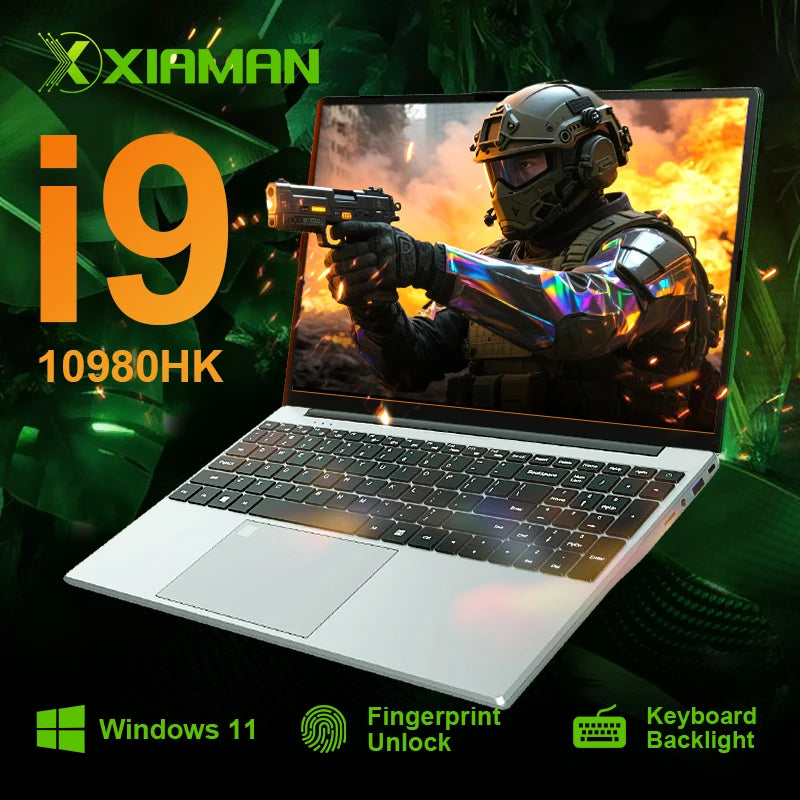 Xiaman Gaming Laptop 15.6" — Intel i9-10980HK, 16GB RAM, 1TB SSD, 1080p IPS, Windows 11