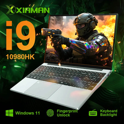 Xiaman Gaming Laptop 15.6" — Intel i9-10980HK, 16GB RAM, 1TB SSD, 1080p IPS, Windows 11