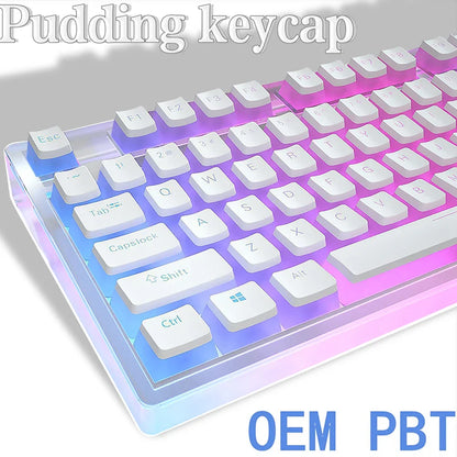 129-Key Pudding Keycaps – OEM Profile PBT, Transparent, MX Hot-Swap Compatible