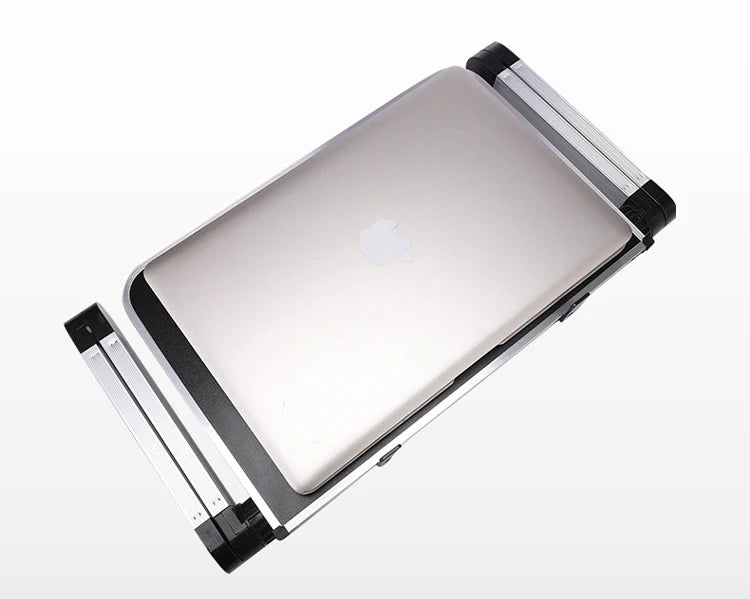 Adjustable Folding Laptop Desk for Bed – Portable Notebook Stand with Cooling Fan