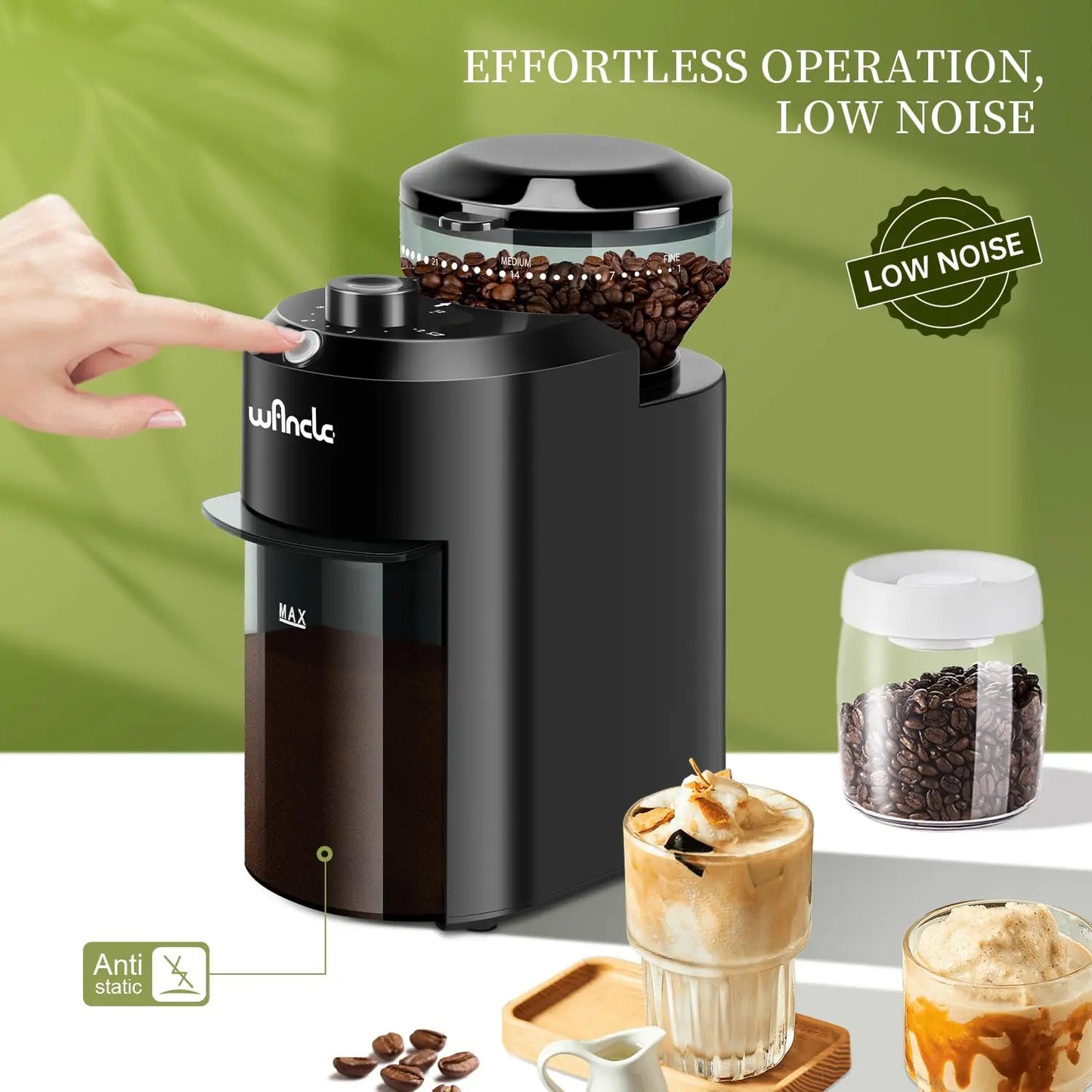 Electric Burr Coffee Grinder | 31 Grind Settings | 200g | EU 220V