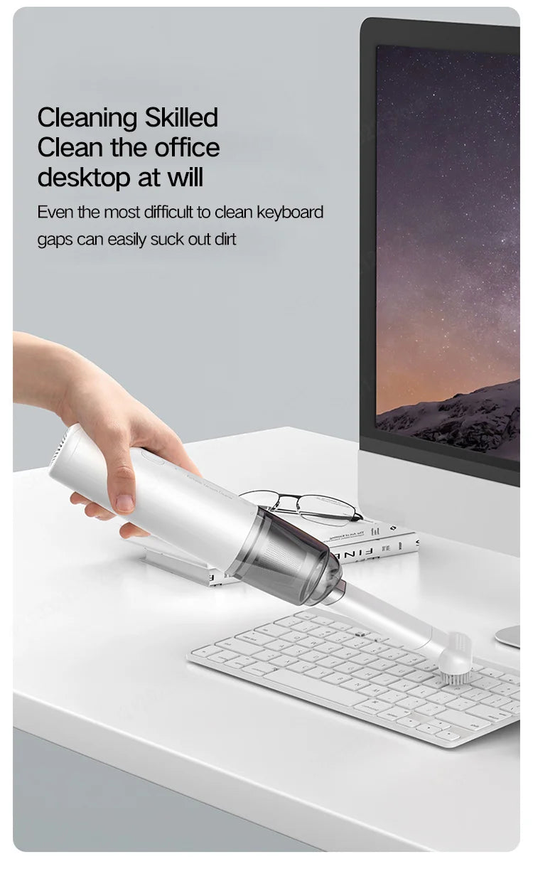 Portable Handheld Vacuum Cleaner – Wireless Charging, Metal Filter, 50W, Car & Home